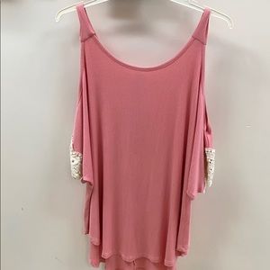 Pink Cold Shoulder Top